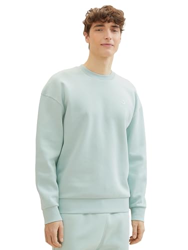 Tom Tailor Denim Herren Relaxed Fit Basic Crewneck Sweatshirt, 17549 - Sea Foam, M von TOM TAILOR Denim