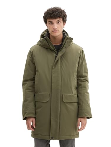 TOM TAILOR Denim Herren 1041349 Technical Wintermantel mit Kapuze, 23802-Urban Olive Green, M von TOM TAILOR Denim