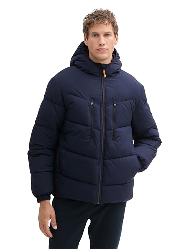 TOM TAILOR Denim Herren 1041775 Winter Puffer-Jacke mit Kapuze, 10668-Sky Captain Blue, L von TOM TAILOR Denim