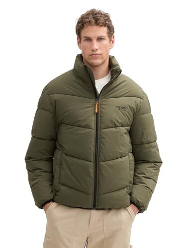 TOM TAILOR Denim Herren 1041776 Relaxed Fit Puffer Winter-Jacke mit Stehkragen, 23802-Urban Olive Green, M von TOM TAILOR Denim