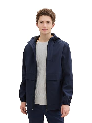 TOM TAILOR Denim Herren 1041779 Softshell Windbreaker Jacke mit Kapuze, 10668-Sky Captain Blue, S von TOM TAILOR Denim