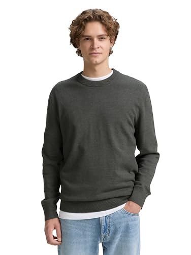 TOM TAILOR Denim Herren 1042509 Pullover, 38804-Green Grey Mouline, L von TOM TAILOR Denim