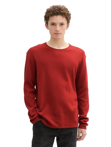 TOM TAILOR Denim Herren Strickpullover aus Baumwolle, 14302 - Velvet Red, L von TOM TAILOR Denim