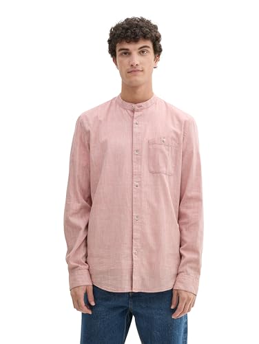 TOM TAILOR Denim Herren 1042539 Slim Fit Dobby Hemd mit Brusttasche, 36060-Red Herringbone Structure, XXL von TOM TAILOR Denim