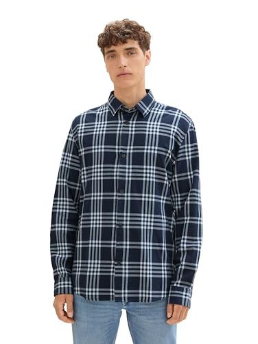 TOM TAILOR Denim Herren 1042540 Regular Fit Flanell Hemd mit Karo-Muster, 36047-Blue Light Blue Check, M von TOM TAILOR Denim