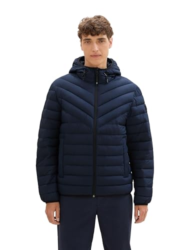TOM TAILOR Denim Herren 1042721 Lightweight Steppjacke mit Kapuze, 10668-Sky Captain Blue, XL von TOM TAILOR Denim