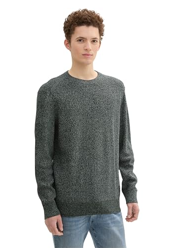 TOM TAILOR Denim Herren 1043032 Mouline Multicolor Pullover mit Rundhalsausschnitt, 36243-Gable Green, Large von TOM TAILOR Denim
