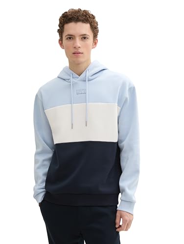 TOM TAILOR Denim Herren 1043304 Colorblock Hoodie Sweatshirt, 11270-Kentucky Blue, M von TOM TAILOR Denim
