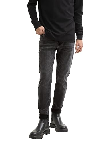 TOM TAILOR Denim Herren 1043435 Tapered Slim Fit Jeans, 10272-Mid Stone Black Denim, 28W x 30L von TOM TAILOR Denim