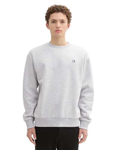 TOM TAILOR Denim Herren 1043701 Basic Sweater Pullover mit Rundhalsausschnitt, 15398-Light Stone Grey Melange, XXL von TOM TAILOR Denim