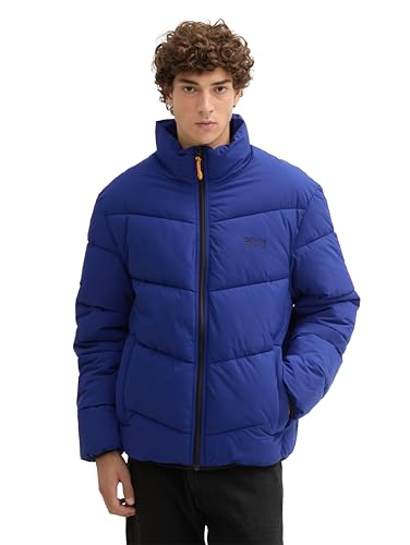 TOM TAILOR Denim Herren 1043794 Relaxed Fit Puffer Winter-Jacke mit Stehkragen, 35788-Space Cadet Blue, L von TOM TAILOR Denim