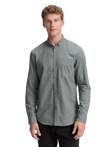 TOM TAILOR Denim Herren 1047346 Hemd, 38426-Jasper Green Fine Structure, M von TOM TAILOR Denim
