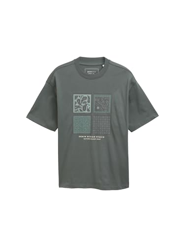 TOM TAILOR Denim Herren 1047412 T-Shirt, 21951-Washed Jasper Green, L von TOM TAILOR Denim