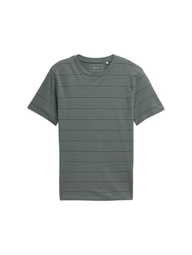 TOM TAILOR Denim Herren 1047419 T-Shirt, 38632-Washed Green Grey Fine Stripe, L von TOM TAILOR Denim