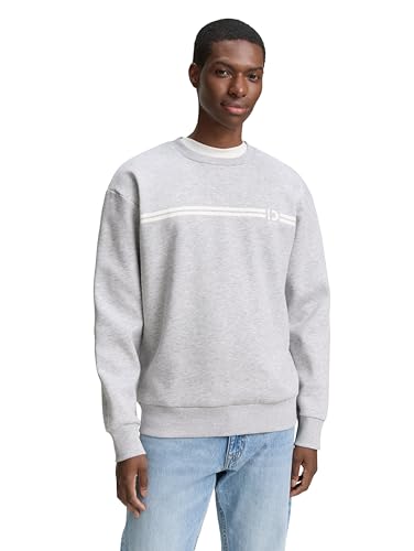TOM TAILOR Denim Herren 1047941 Sweatshirt, 15398-Light Stone Grey Melange, L von TOM TAILOR Denim