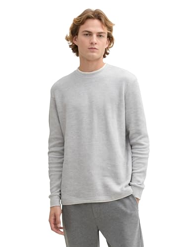 TOM TAILOR Denim Herren 2-in-1 Longsleeve, 15398 - Light Stone Grey Melange, XL von TOM TAILOR Denim