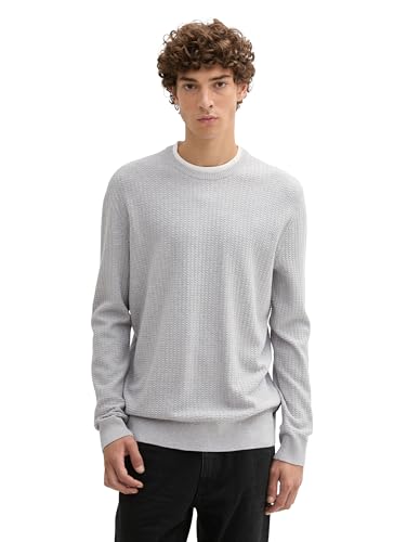 TOM TAILOR Denim Herren 2-in-1 Strickpullover aus Baumwolle, 15398 - Light Stone Grey Melange, L von TOM TAILOR Denim