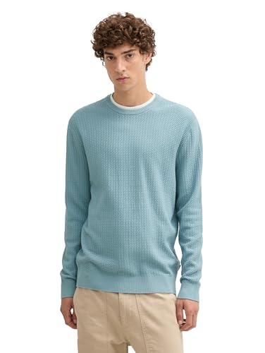 TOM TAILOR Denim Herren 2-in-1 Strickpullover aus Baumwolle, 27840 - Light Grey Mint, XL von TOM TAILOR Denim