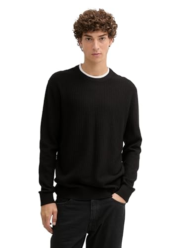 TOM TAILOR Denim Herren 2-in-1 Strickpullover aus Baumwolle, 29999 - Black, XL von TOM TAILOR Denim