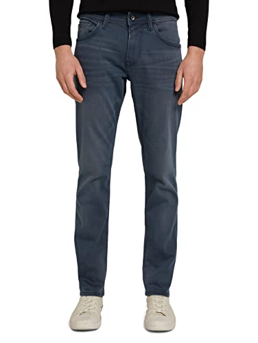 TOM TAILOR Denim Herren Aedan Straight Jeans mit recyceltem Polyester 1029733, 10172 - Mid Stone Blue Black Denim, 27W / 32L von TOM TAILOR Denim