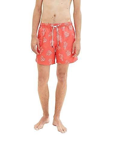 TOM TAILOR Denim Herren Badeshorts mit Muster 1035053, 31429 - red white big coral print, XL von TOM TAILOR Denim