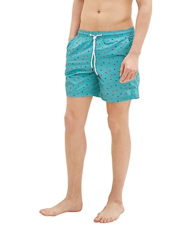 TOM TAILOR Denim Herren Badeshorts mit Muster 1035053, 31484 - green red melon sun print, L von TOM TAILOR Denim