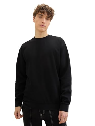 TOM TAILOR Denim Herren Basic Crewneck Sweatshirt, Black, L von TOM TAILOR Denim