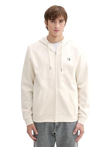 TOM TAILOR Denim Herren Basic Hoodie Sweatjacke, 12906 - Wool White, XL von TOM TAILOR Denim
