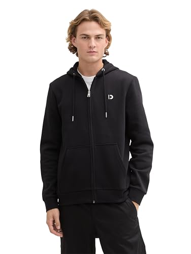 TOM TAILOR Denim Herren Basic Hoodie Sweatjacke, 29999 - Black, XL von TOM TAILOR Denim