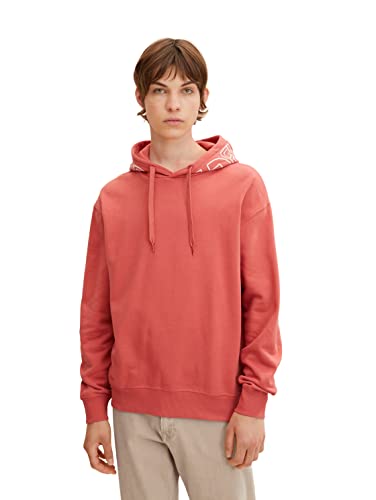 TOM TAILOR Denim Herren Basic Hoodie mit Kapuzenprint 1033171, 10418 - Smoky Red, XL von TOM TAILOR Denim