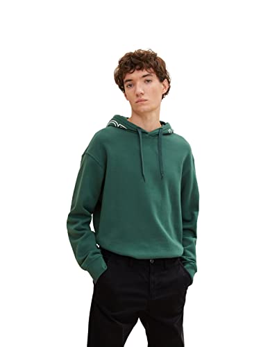 TOM TAILOR Denim Herren Basic Hoodie mit Kapuzenprint 1033171, 30024 - Explorer Green, S von TOM TAILOR Denim