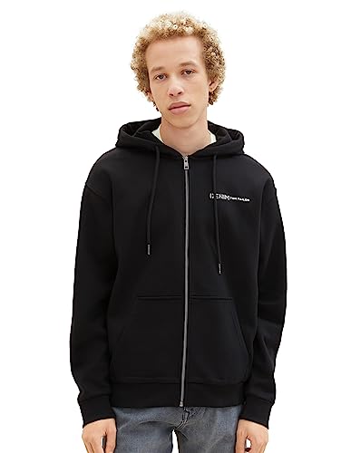 TOM TAILOR Denim Herren Basic Kapuzenjacke mit Logo-Print, Black, L TOM TAILOR Denim Herren Basic Kapuzenjacke mit Logo-Print, Black, L von TOM TAILOR Denim