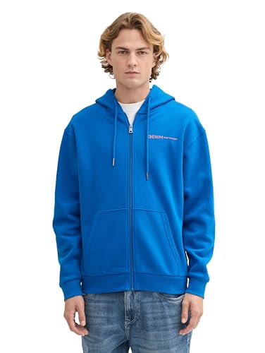TOM TAILOR Denim Herren Basic Kapuzenjacke mit Logo-Print, lapis azul blue, L von TOM TAILOR Denim