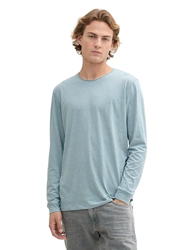 TOM TAILOR Denim Herren Basic Longsleeve, 27840 - Light Grey Mint, XL von TOM TAILOR Denim