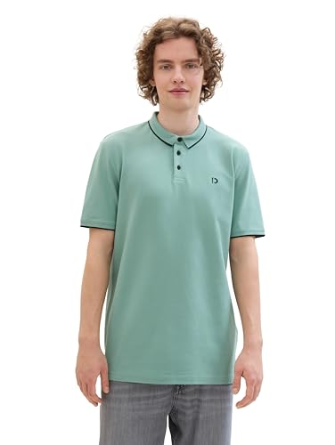TOM TAILOR Denim Herren Basic Piqué Poloshirt, Bleeched Green, S von TOM TAILOR Denim
