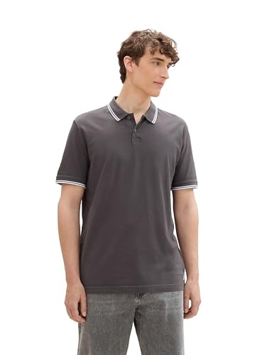 TOM TAILOR Denim Herren Basic Poloshirt aus Baumwolle, 10899 - Tarmac Grey, M von TOM TAILOR Denim