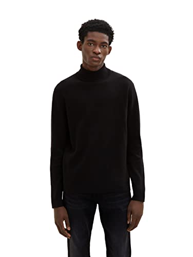 TOM TAILOR Denim Herren Basic Rollkragenpullover 1033761, 29999 - Black, M von TOM TAILOR Denim