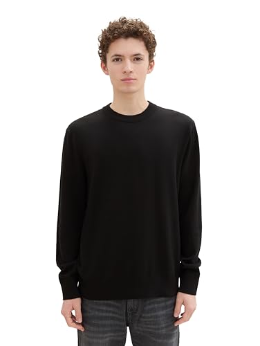 TOM TAILOR Denim Herren Strickpullover aus Baumwolle, 29999 - Black, S von TOM TAILOR Denim