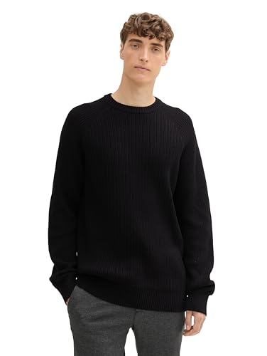 TOM TAILOR Denim Herren Basic Strickpullover, 29999 - Black, L von TOM TAILOR Denim