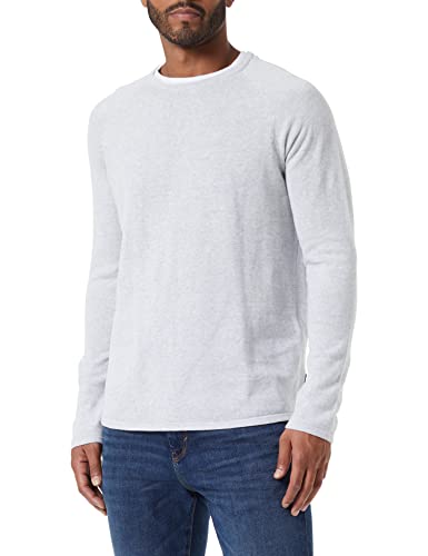 TOM TAILOR Denim Herren Basic Strickpullover 1033335, 15398 - Light Stone Grey Melange, M von TOM TAILOR Denim