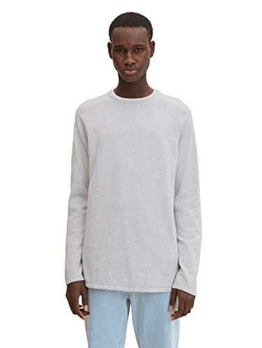 TOM TAILOR Denim Herren Basic Strickpullover 1033335, 15398 - Light Stone Grey Melange, S von TOM TAILOR Denim