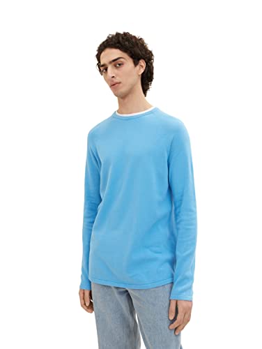 TOM TAILOR Denim Herren Basic Strickpullover 1033335, 18395 - Rainy Sky Blue, L von TOM TAILOR Denim