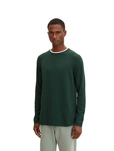 TOM TAILOR Denim Herren Basic Strickpullover 1033335, 30024 - Explorer Green, M von TOM TAILOR Denim