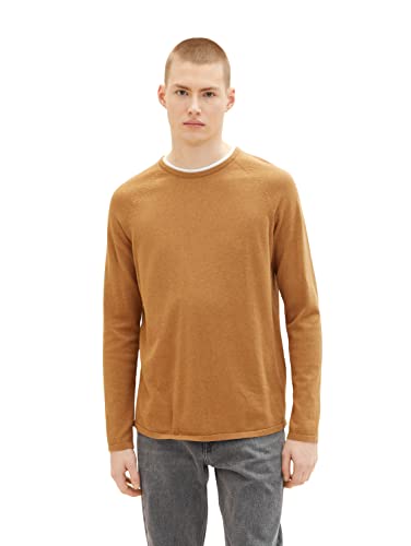 TOM TAILOR Denim Herren Basic Strickpullover 1033335, 31086 - Camel Beige Melange, XL von TOM TAILOR Denim