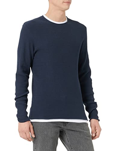 TOM TAILOR Denim Herren Basic Strickpullover mit Struktur 1032312, 10668 - Sky Captain Blue, S von TOM TAILOR Denim