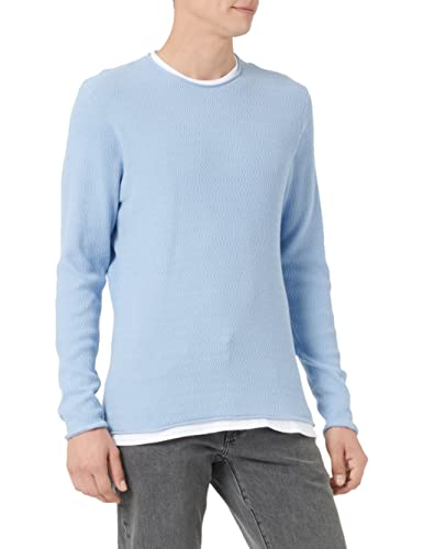 TOM TAILOR Denim Herren Basic Strickpullover mit Struktur 1032312, 11486 - Brunnera Blue, XS von TOM TAILOR Denim