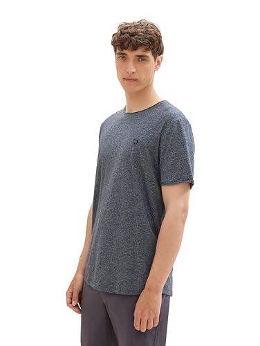 TOM TAILOR Denim Herren Basic T-Shirt in Melange-Optik,10668 - Sky Captain Blue, XXL von TOM TAILOR Denim