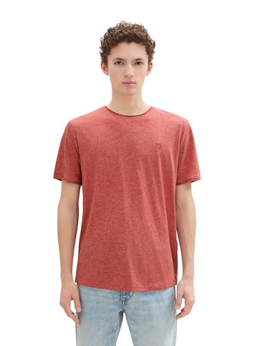 TOM TAILOR Denim Herren Basic T-Shirt in Melange-Optik,14302 - Velvet red, XXL von TOM TAILOR Denim