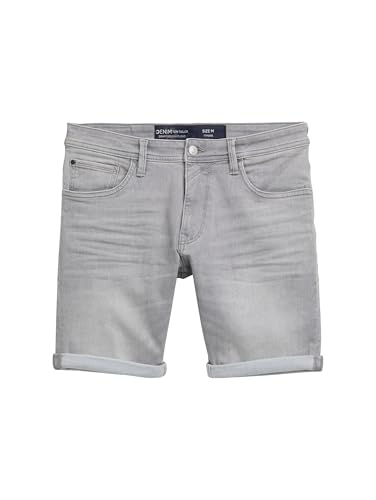 TOM TAILOR Denim Herren 1046311 Bermuda Jeans Shorts, 10219-Used Mid Stone Grey Denim, XS von TOM TAILOR Denim