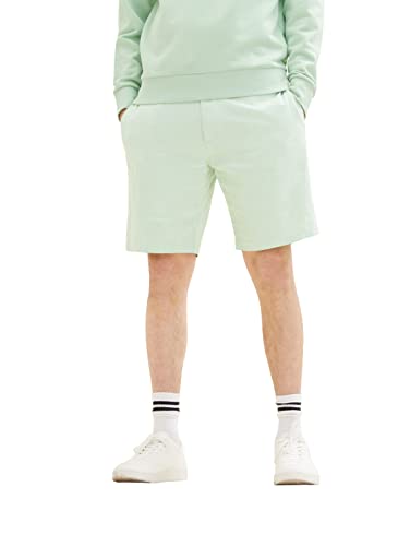 TOM TAILOR Denim Herren Bermuda Shorts aus Leinen 1034984, 31150 - green white chambray, S von TOM TAILOR Denim